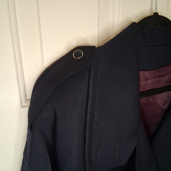 VINTAGE Anna Collection Saxonia Pure Virgin Wool Navy Blue Trench Coat - Picture 9 of 16